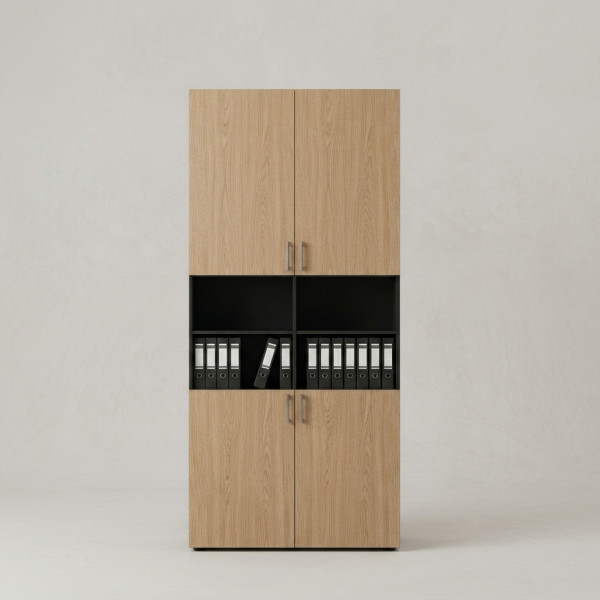 Office Storage Cabinet with Open File Shelves