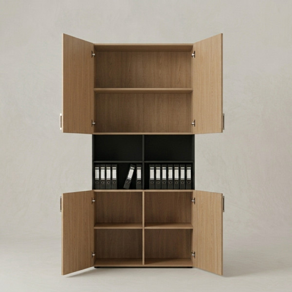 Office Storage Cabinet with Open File Shelves
