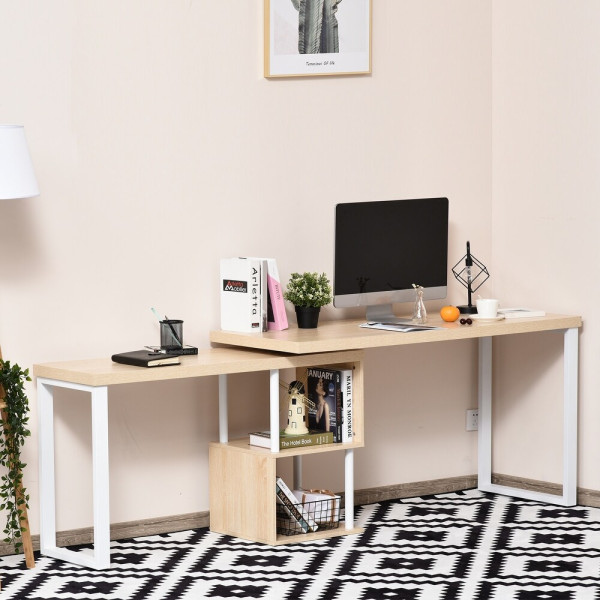  Study Table-01 - 360° Rotating Corner L-Shaped