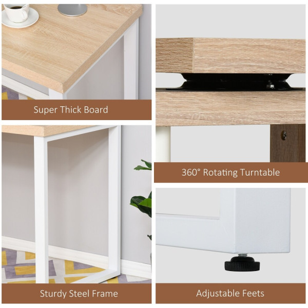  Study Table-01 - 360° Rotating Corner L-Shaped