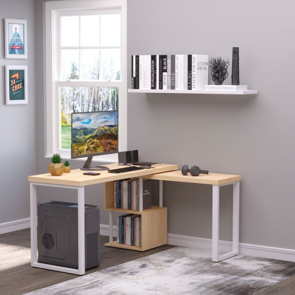  Study Table-01 - 360° Rotating Corner L-Shaped